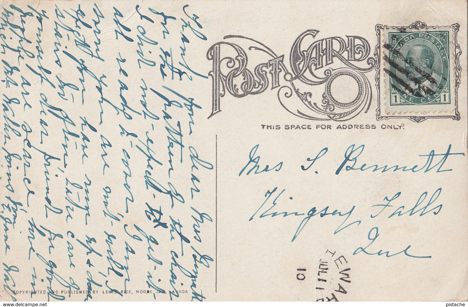 Vintage 1910 - Moose Jaw Saskatchewan Canada - Main Street Parade - Written Stamp Postmark  - 2 Scans - Autres & Non Classés