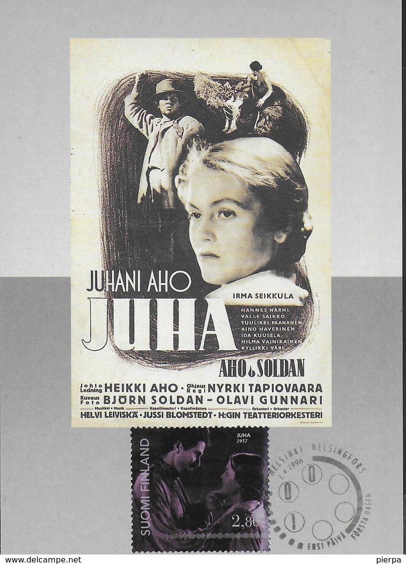 FINLANDIA - 100 ANNI DI CINEMA - INTERO POSTALE" JUHA - 1937" - 01.04.1996 (MICHEL P186) - ANNULLATA - Cinema