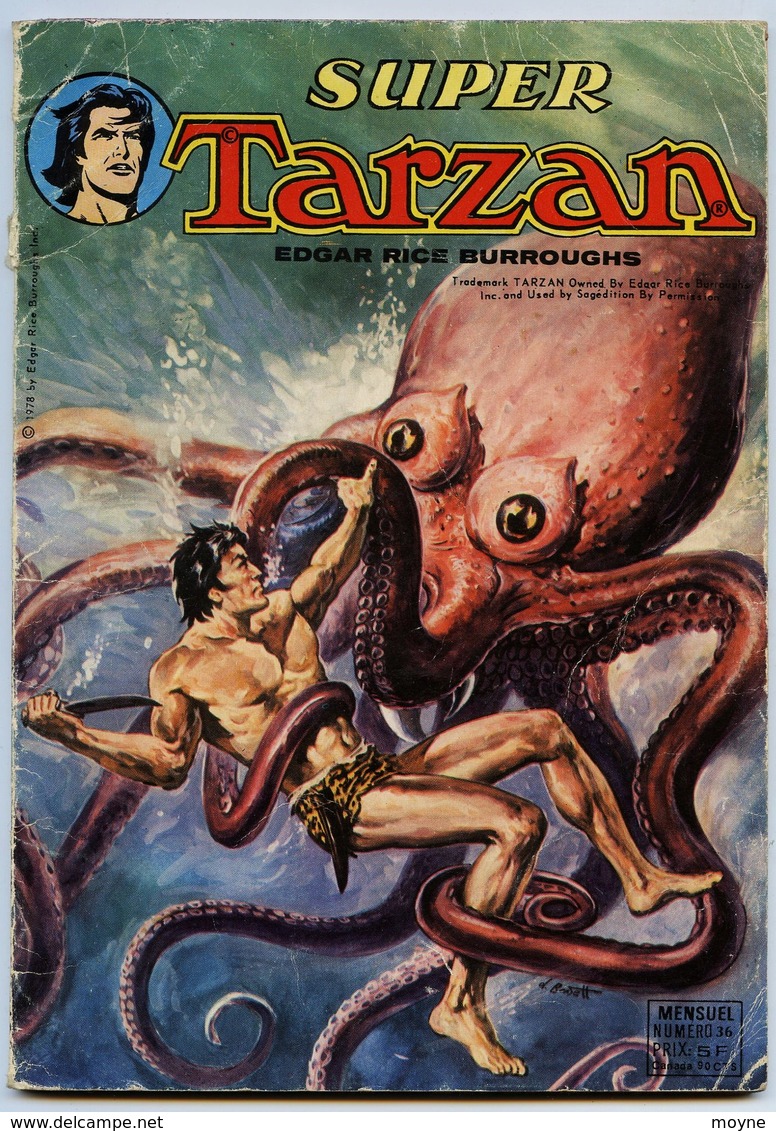 SUPER  TARZAN  MENSUEL N° 36  De  1978   - BANDE DESSINEE  Par  EDGAR RICE BURROUGHS - Tarzan