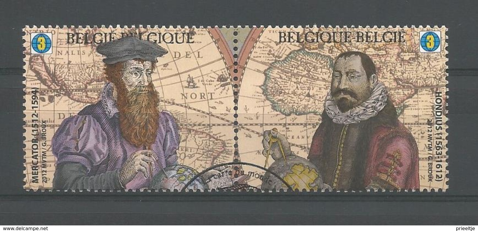 Belgium 2012 Cartography Pair OCB 4224/4225 (0) - Oblitérés