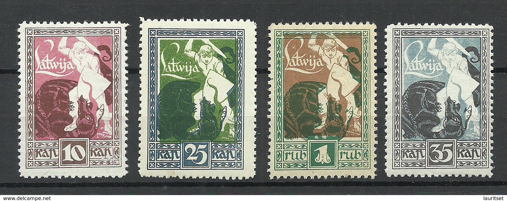 FAUX LETTLAND Latvia 1919 Michel 36 - 39 MNH Fake Forgeries Reprints - Lettonie