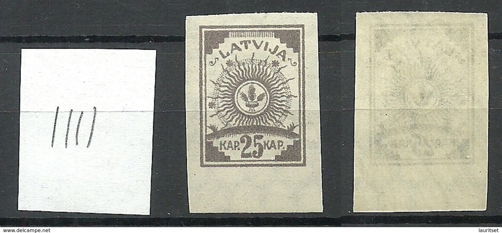 LATVIA Lettland 1919 Michel 20 Senkrecht Geriffeltes Papier/vertically Ribbed Paper MNH - Lettland