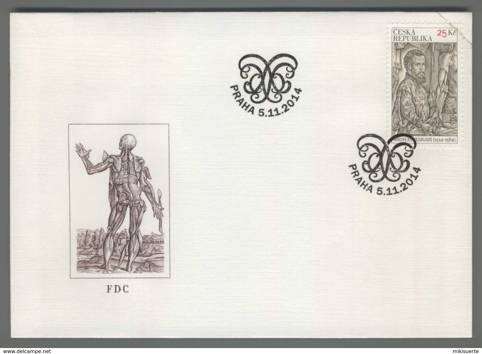 C3533 Ceska Republika FDC 2014 ANDREAS VESALIUS 25 KC - FDC