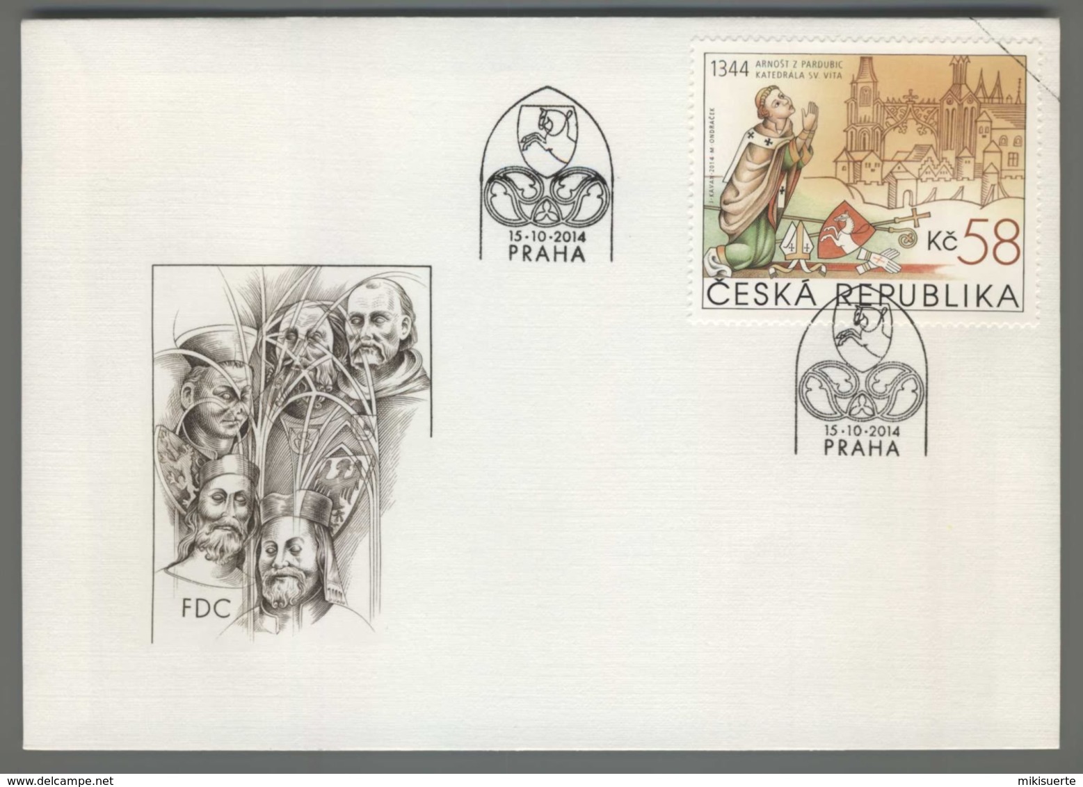 C3534 Ceska Republika FDC 2014 ARNOST Z PARDUBIC KATEDRALA SV VITA 58 KC - FDC