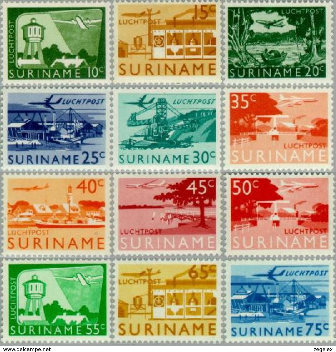 Suriname 1965 Luchtpost NVPH 35-46 Landschappen - MNH/**/Postfris - Suriname ... - 1975