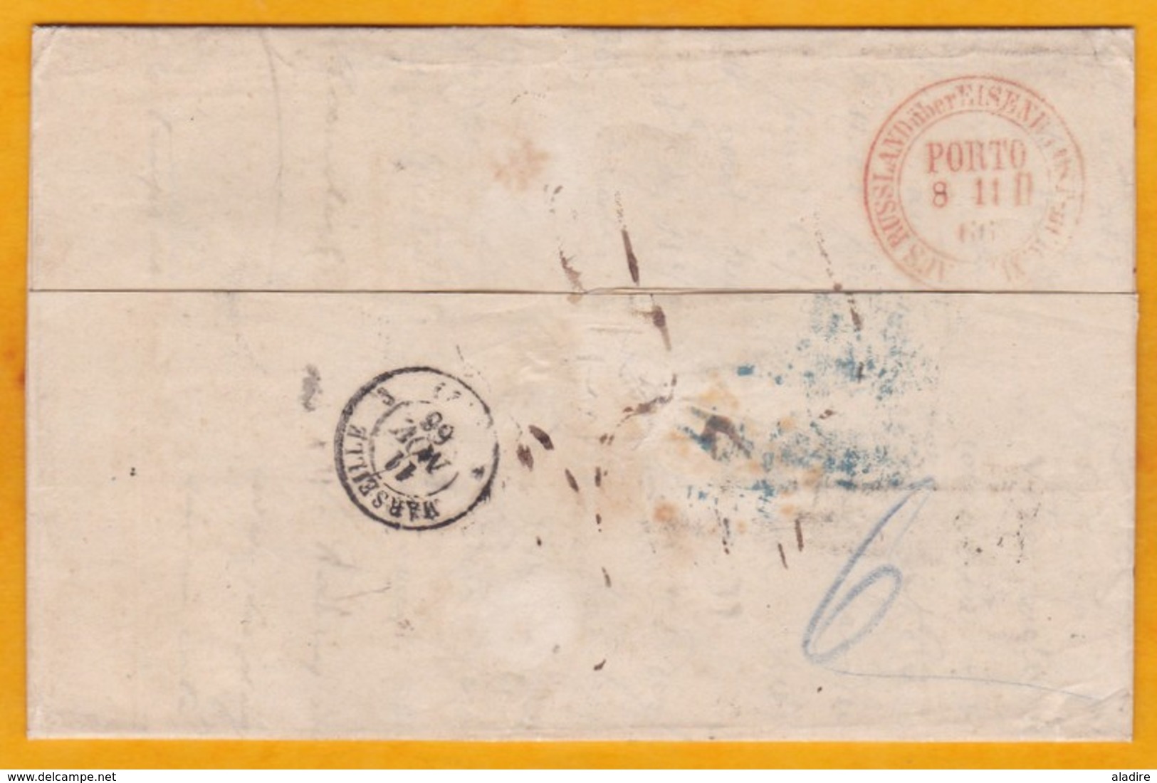 1866 - Lettre Avec Correspondance En Français D' Odessa, Empire Russe (auj. Ukraine) Vers Marseille, France - AVOINE - Briefe U. Dokumente