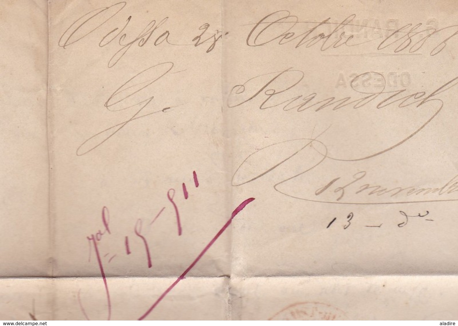 1866 - Lettre Avec Correspondance En Français D' Odessa, Empire Russe (auj. Ukraine) Vers Marseille, France - AVOINE - Briefe U. Dokumente