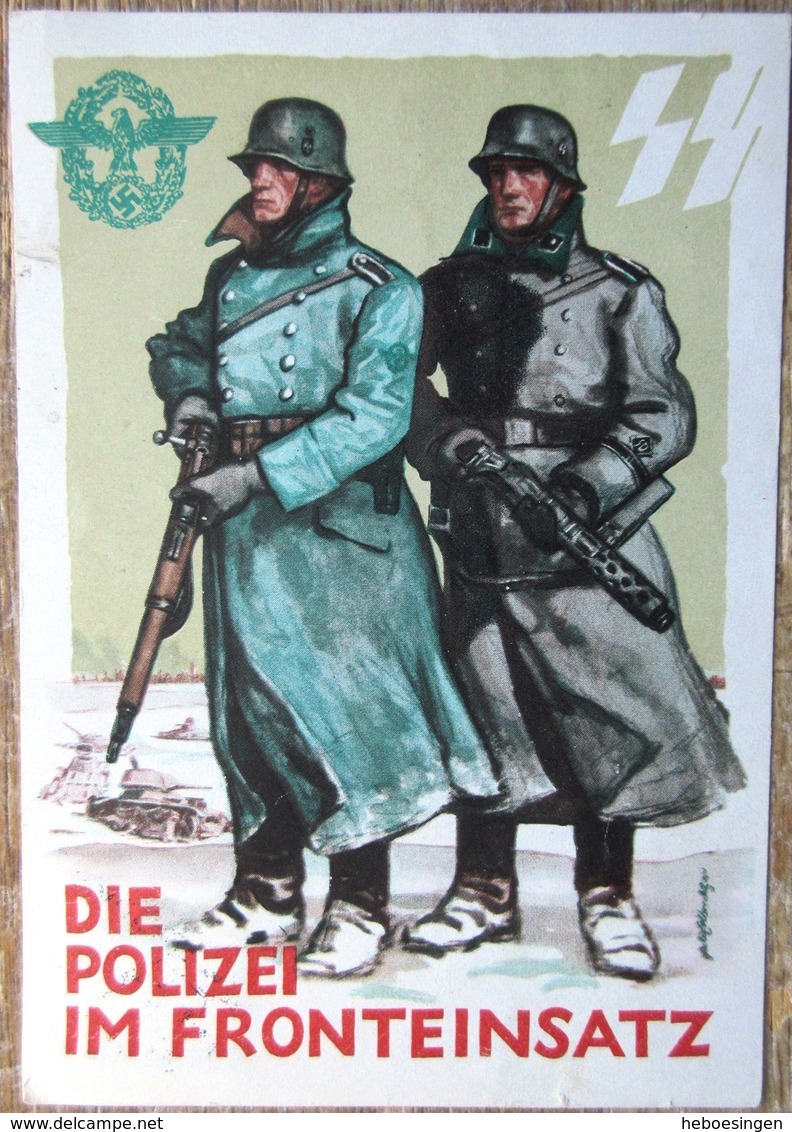 DR Postkarte Aus Böhmen & Mähren Die Polizei Im Fronteinsatz Gelaufen Stempel Prag - Occupazione 1938 – 45