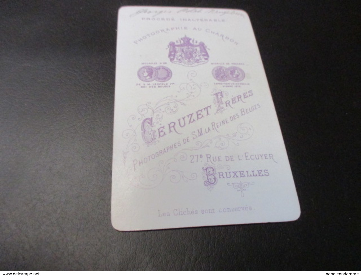 CDV - CARTE DE VISITE, 6.50 X 10.50 Cm ,edit Geruzet Freres Bruxelles - Oud (voor 1900)
