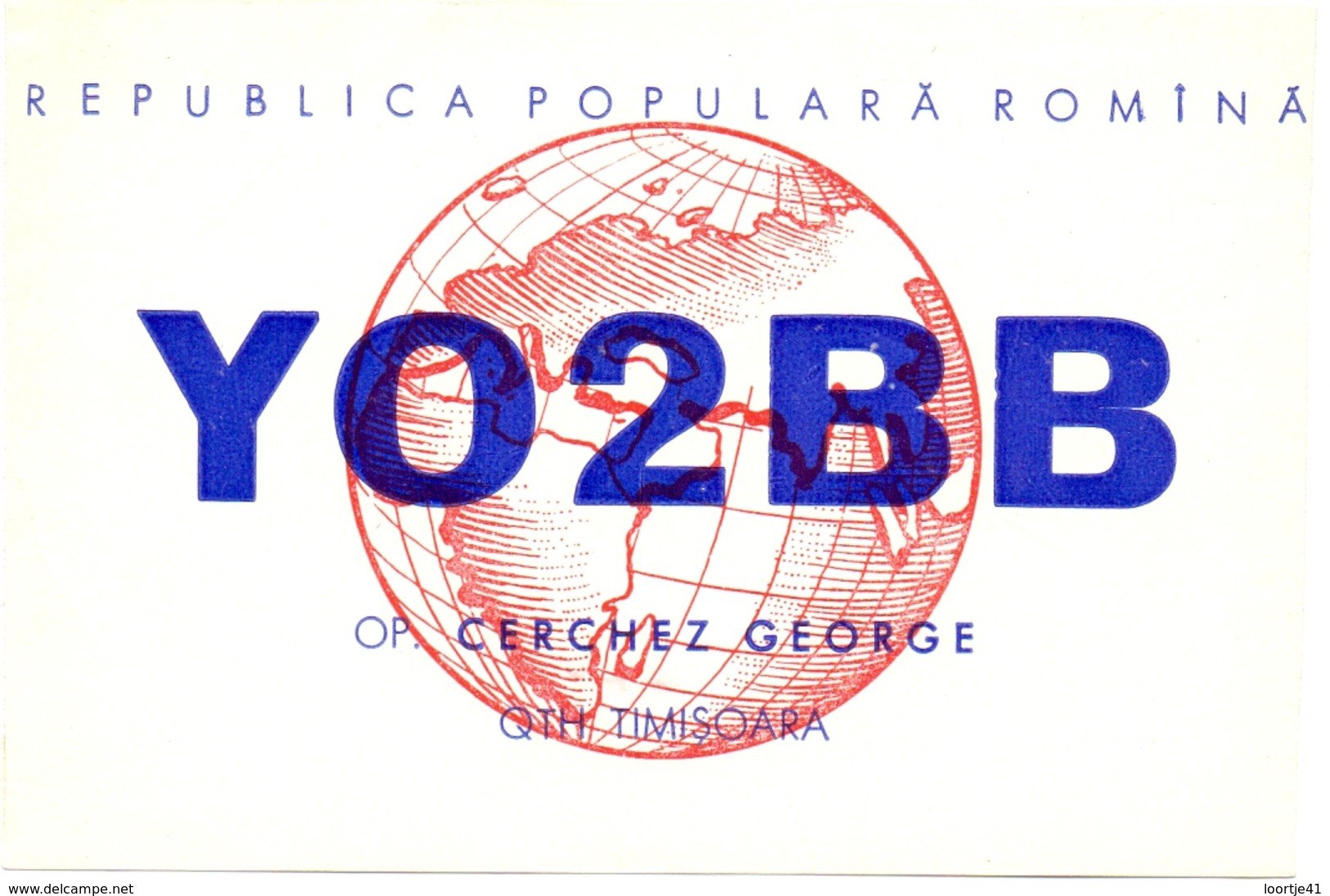 QSL Kaart Carte - Radio - YO2BB - Cerchez George - QTH Timisoara - Romina - Roemenie 1957 - Autres & Non Classés