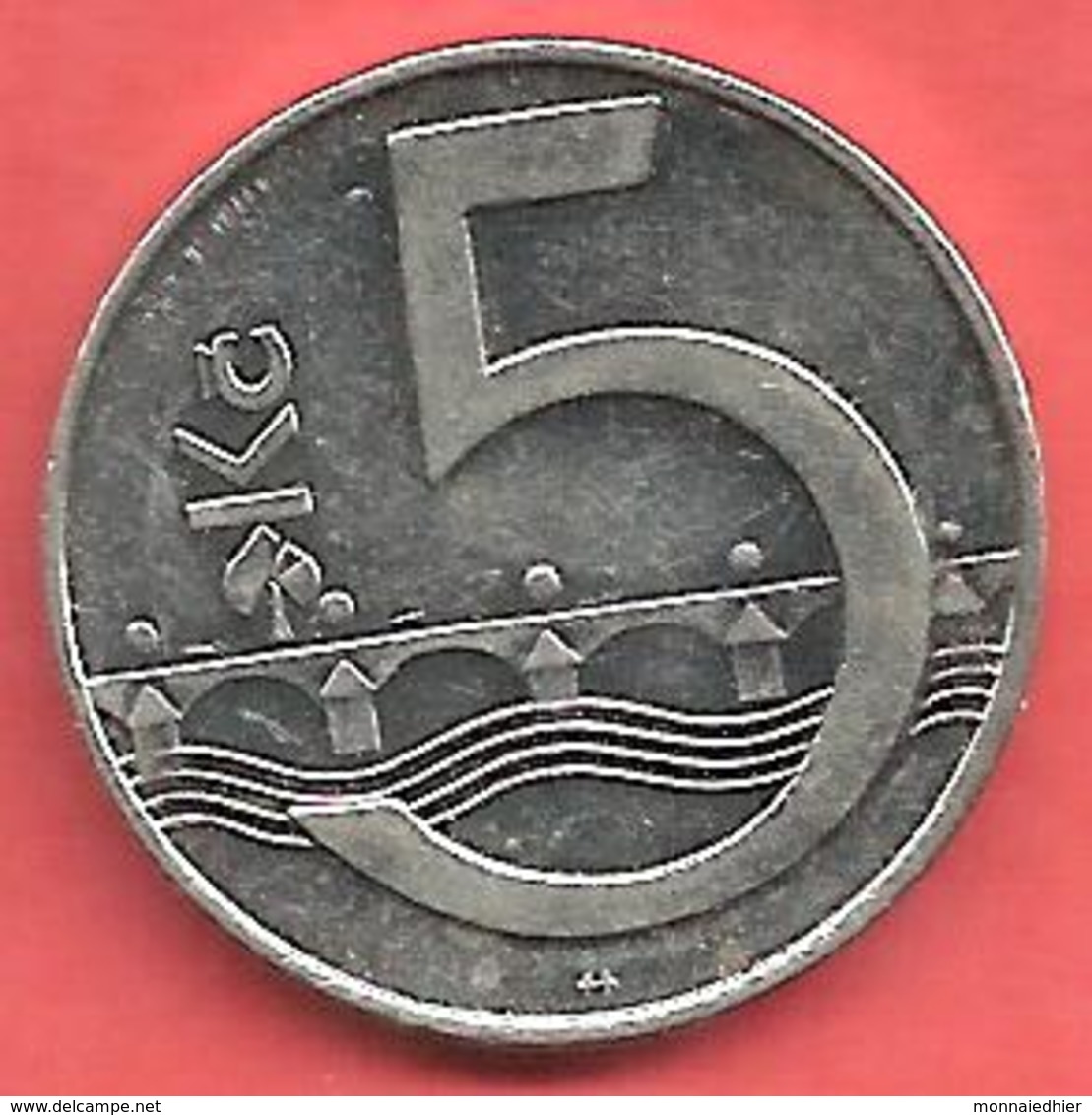 5 Korun , République TCHEQUE , Acier Plaqué Nickel , 1994 , N° KM # 8 - Cecoslovacchia