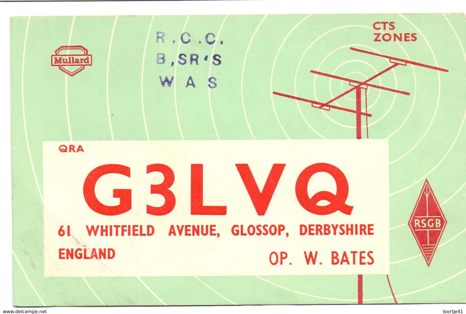 QSL Kaart Carte - Radio - G3LVQ - W. Bates - Glossop Derbyshire England 1959 - Autres & Non Classés