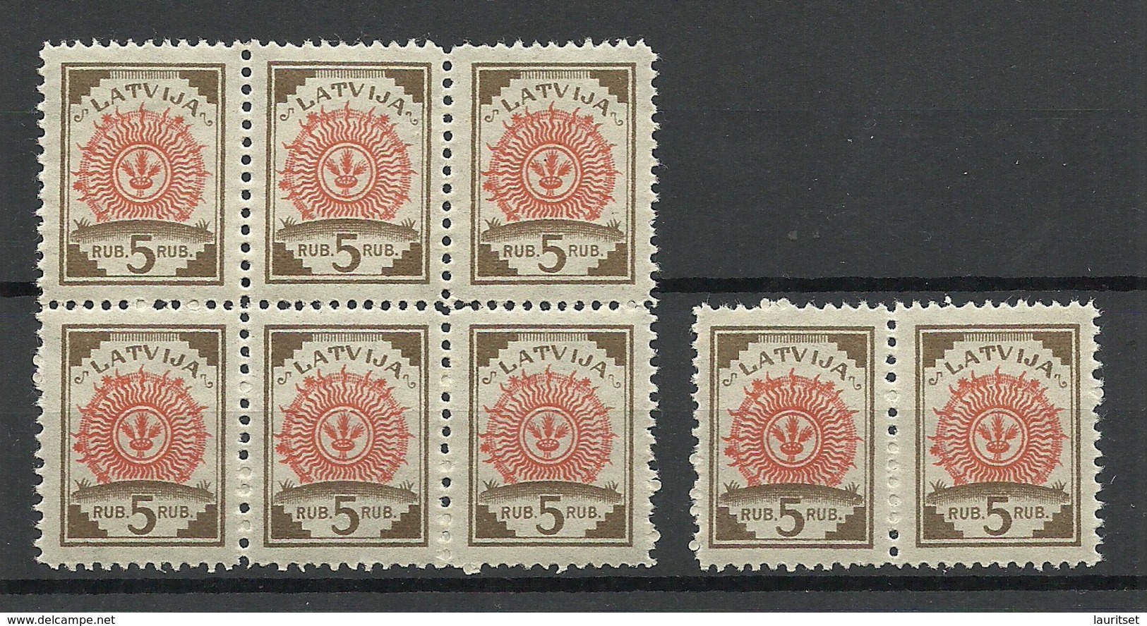 LATVIA Lettland 1921 Michel 31 As 6-block + Pair MNH - Lettland