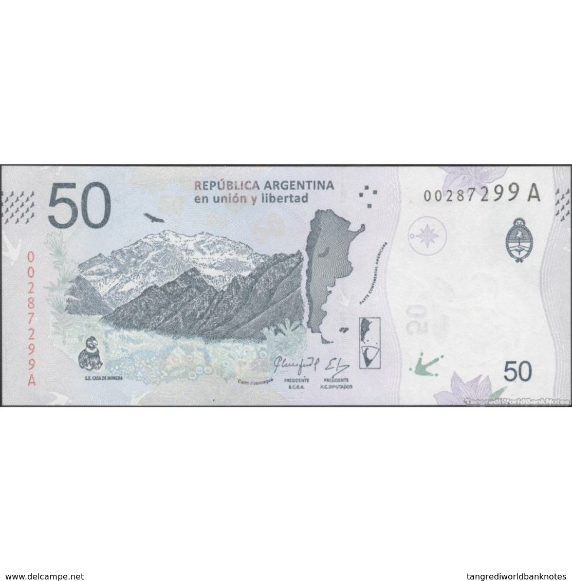 TWN - ARGENTINA 363 - 50 Pesos 2017 Serie A - Signatures: Caputo & Monzo UNC - Argentine