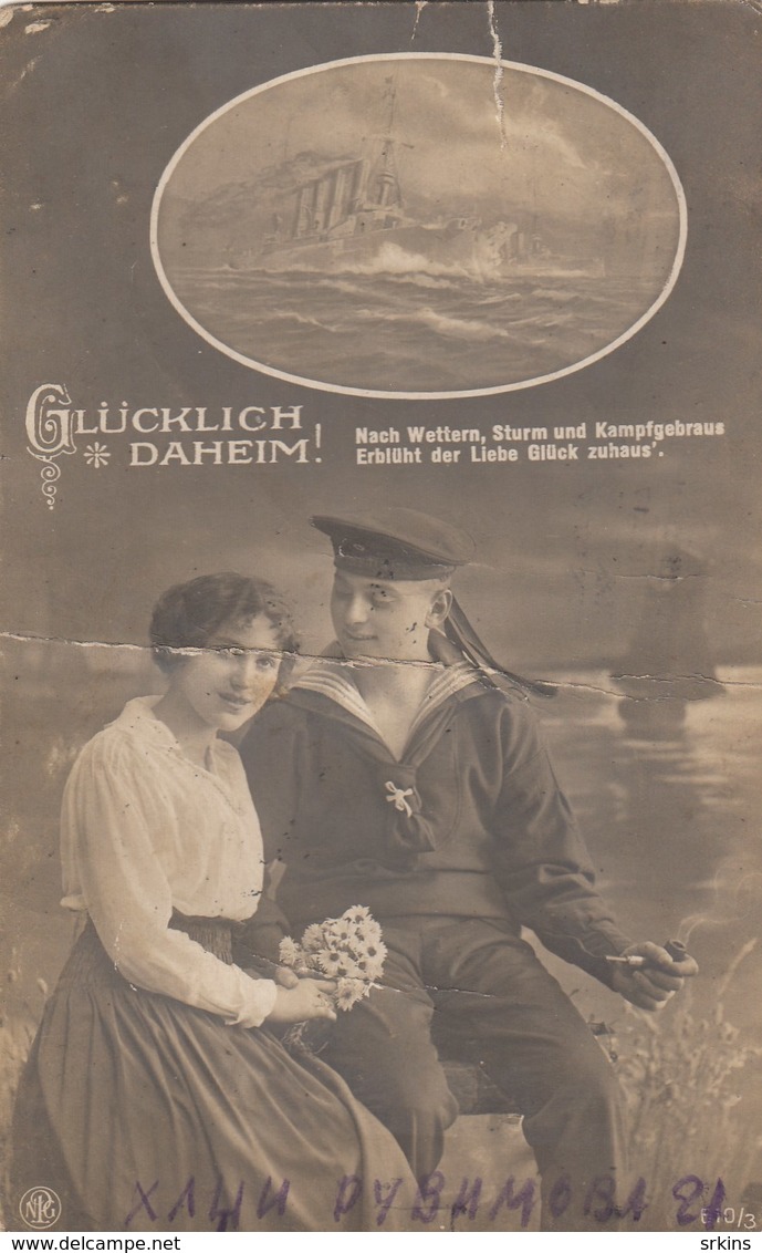 Love Postcard Ship And Sailor 193?  Glucklich Daheim Marine, Navy - Dampfer