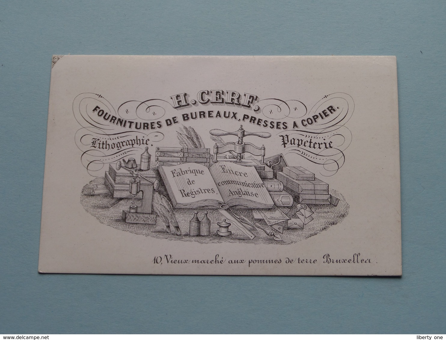 H. CERF Fournitures Vieux Marché Au Pommes De Terre 10 - BRUXELLES ( Porcelein / Porcelaine ) Formaat +/- 10 X 6 Cm - Cartes De Visite