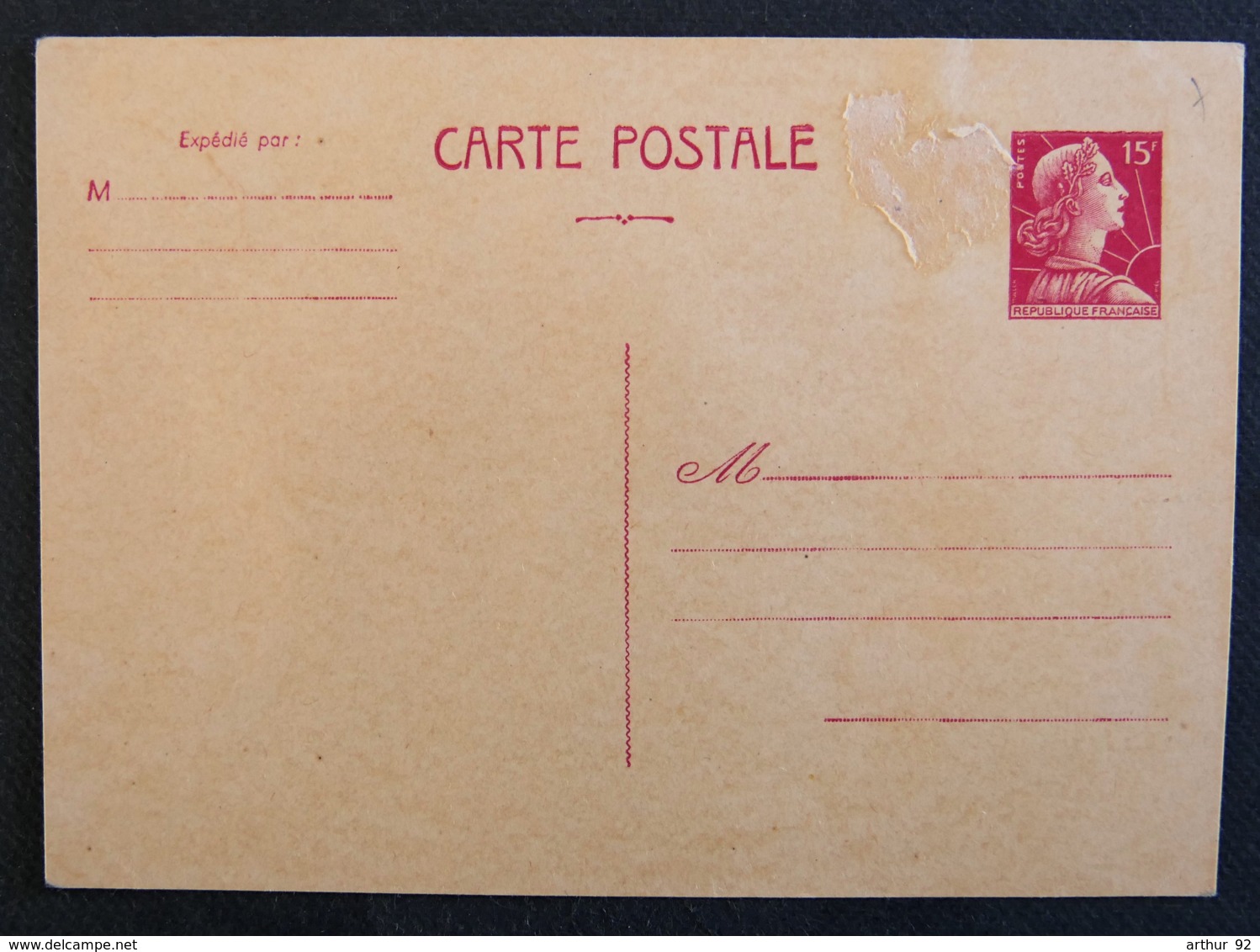 FRANCE - 1955 -1011 CP 1- MARIANNE DE MULLER 15F - Cartes Postales Types Et TSC (avant 1995)