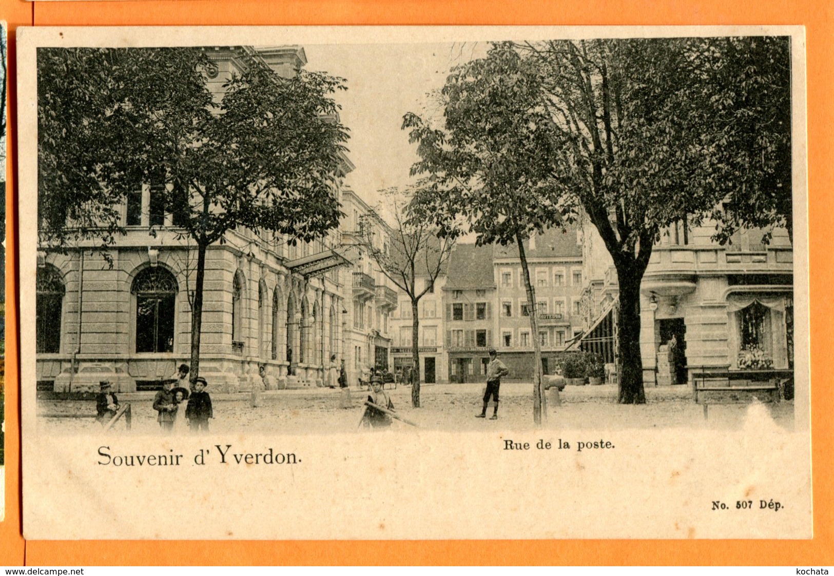 CAL858, Souvenir D'Yverdon, Rue De La Poste, 507, Précurseur, Au Dos: Publicité Grosch & Greiff Yverdon - Yverdon-les-Bains 