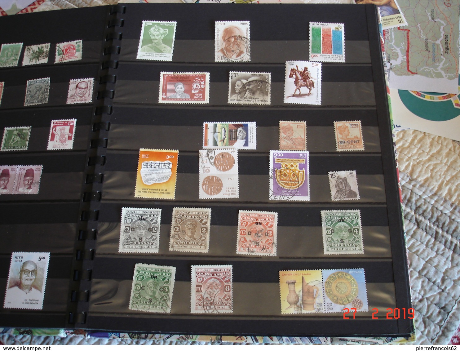 ALBUM RENFERMANT COLLECTION DE TIMBRES OBLITERES SUR L'INDE ET LES PAYS VOISINS - Collections (en Albums)