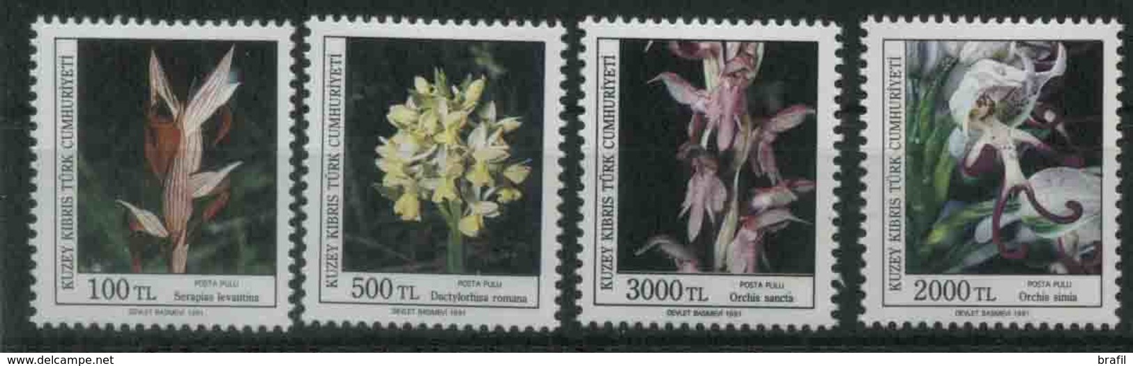 1991 Cipro Del Nord, Orchidee, Serie Completa Nuova (**) - Unused Stamps