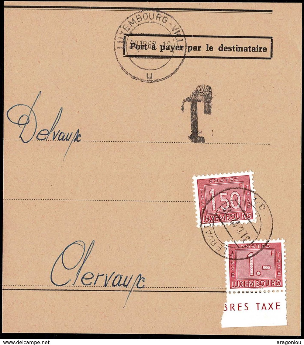 1962 Fragment De Lettre Taxe, Cachet Luxembourg-Ville 31.12.1962, Michel 2019: 30,31 - Taxes