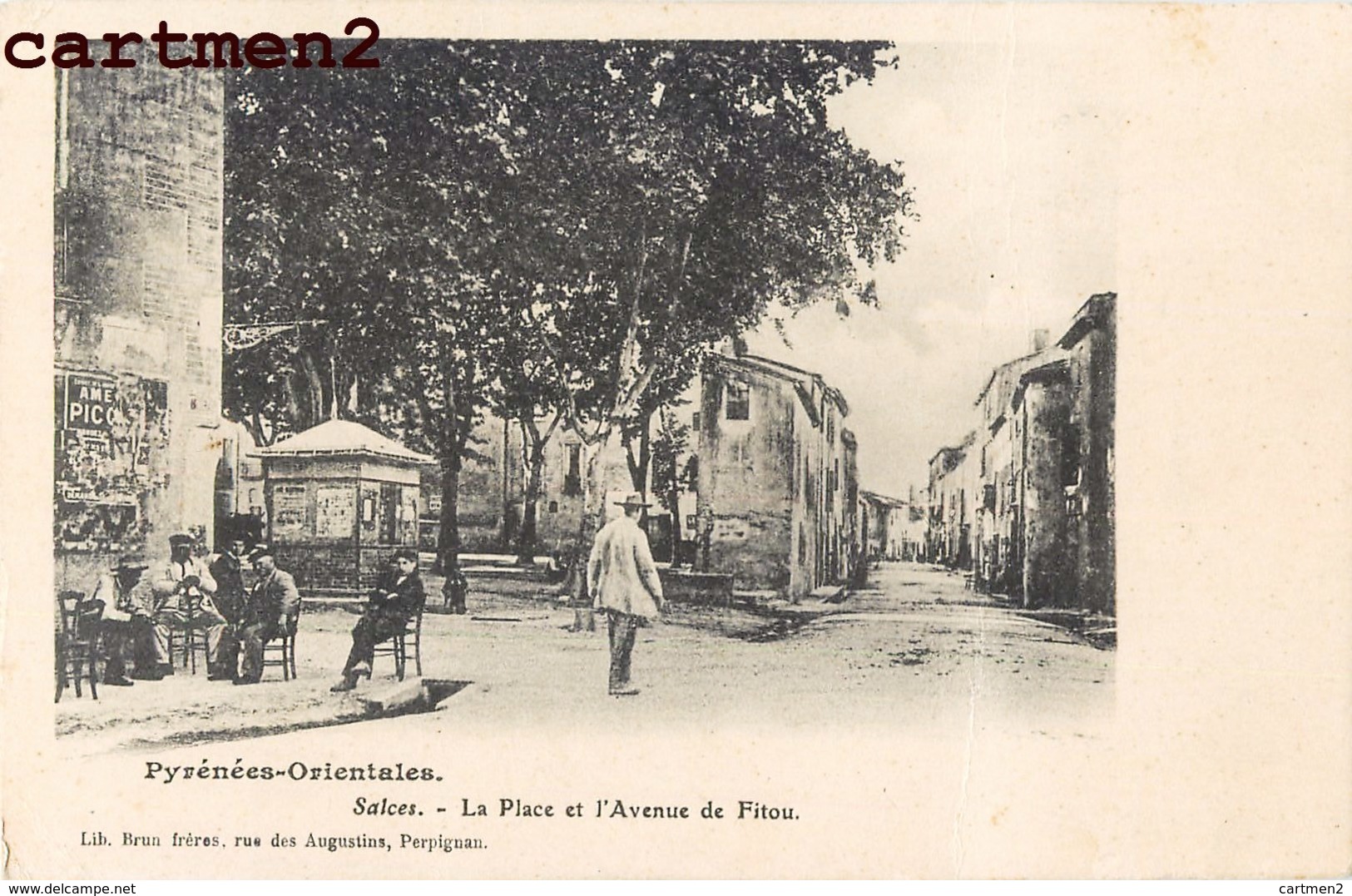 SALCES LA PLACE ET L'AVENUE DE FITOU ANIMEE 66 PRENEES-ORIENTALES - Salses