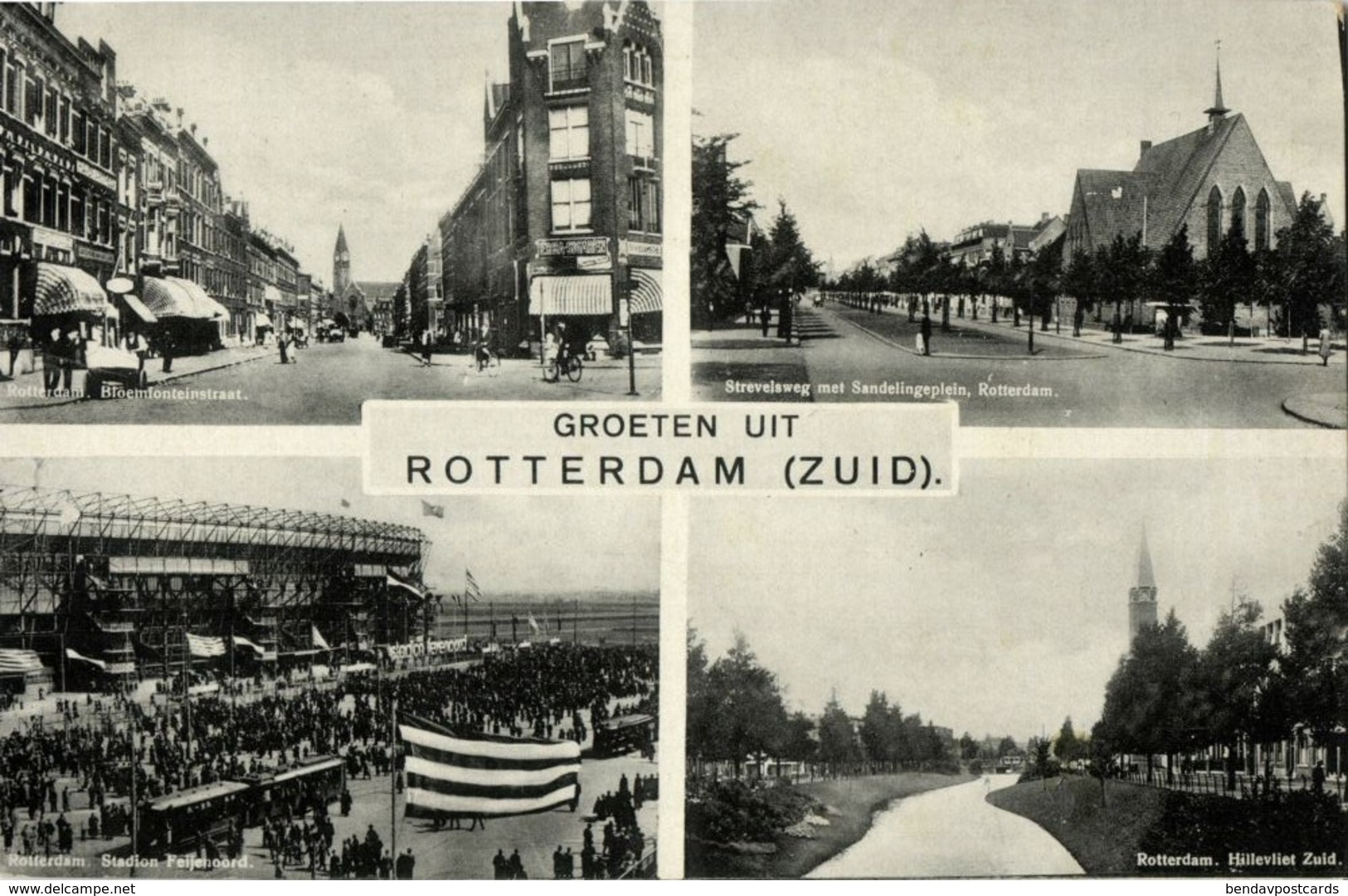 Netherlands, ROTTERDAM Zuid, Feyenoord Stadion, Multiview 1942 Stadium Postcard - Voetbal