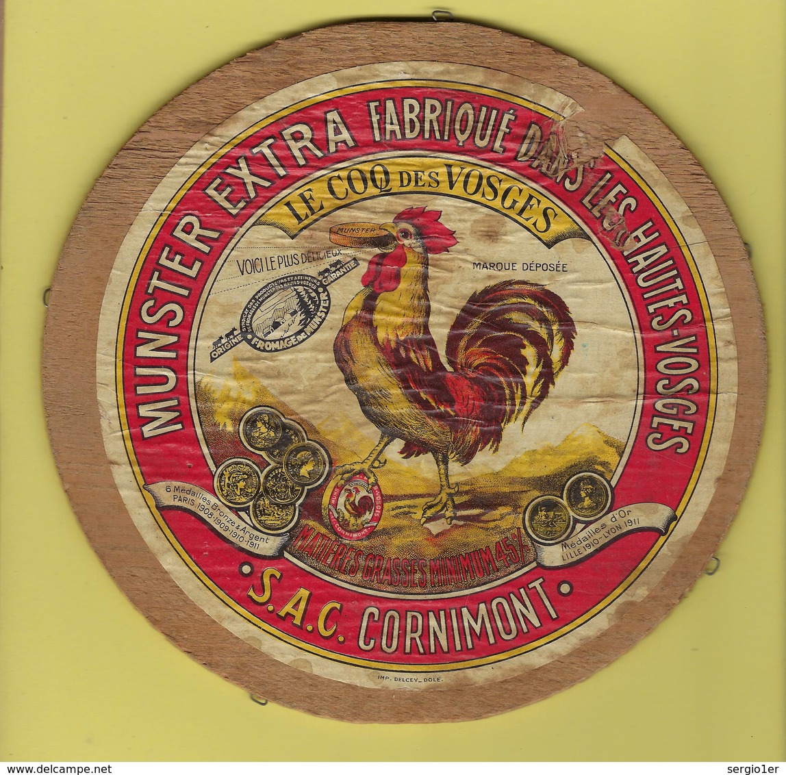 Ancienne Etiquette Fromage Munster Extra "le Coq Des Vosges" 45%mg S.A.C.Cornimont Vosges 88 - Fromage