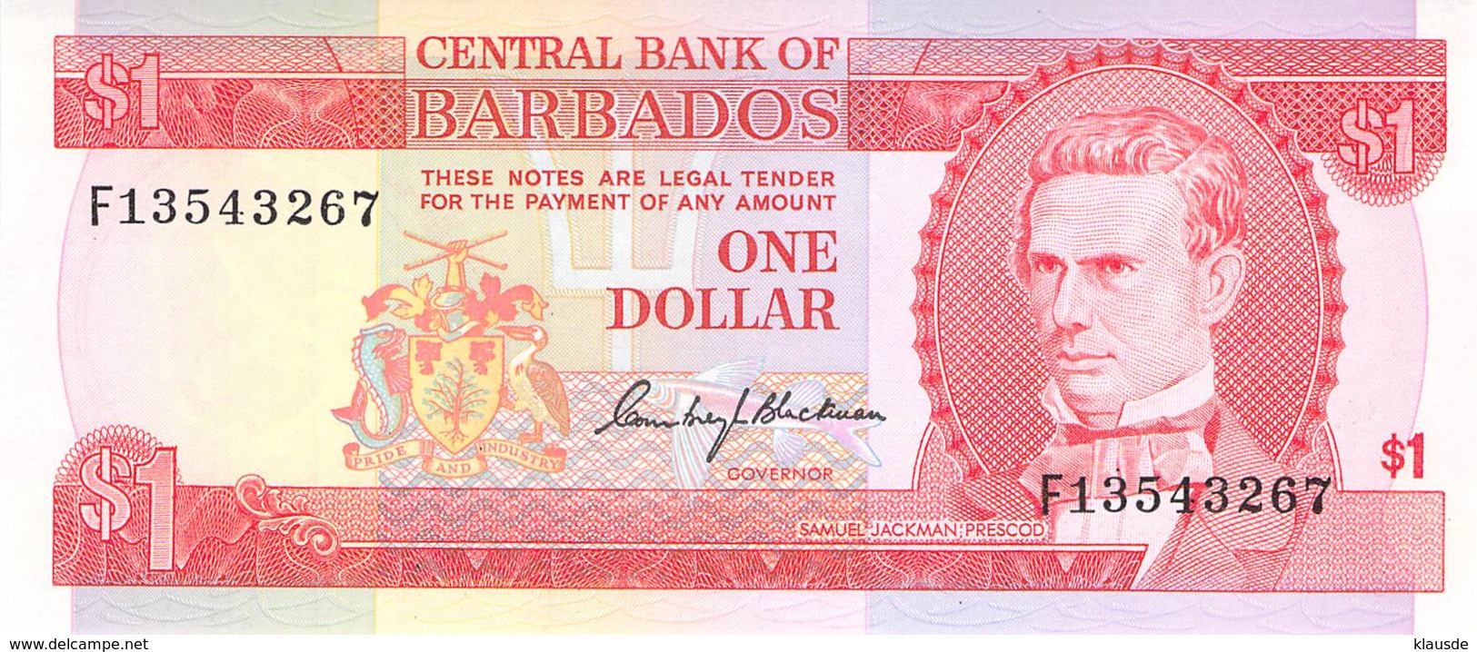 1 (Barbados)- Dollar Barbados 1977 - Barbades