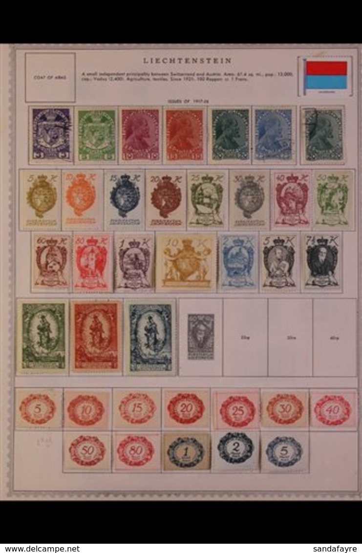 \Y LIECHTENSTEIN\Y 1917 - 1982. ALL DIFFERENT Mint & Used Collection On Printed Pages Includes Some Useful Complete Sets - Sonstige & Ohne Zuordnung