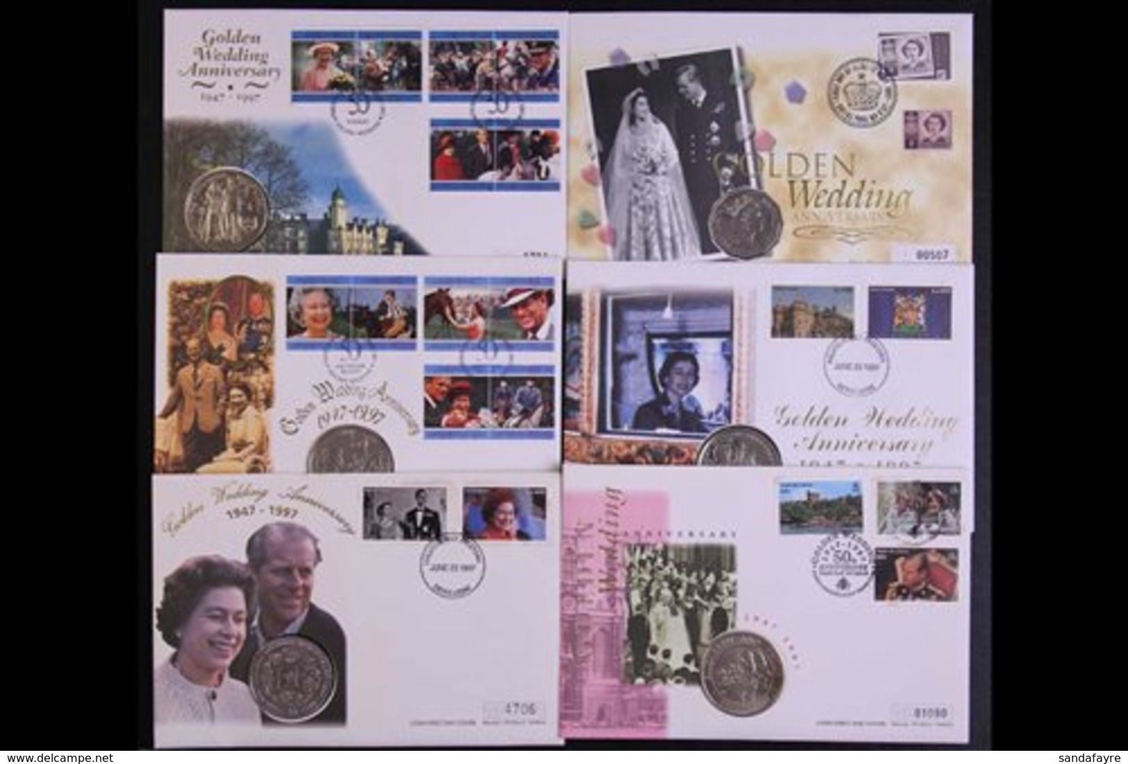 \Y COIN COVERS\Y BRITISH COMMONWEALTH 1997 Royal Golden Wedding Anniversary - Attractive Collection Of All Different COI - Other & Unclassified