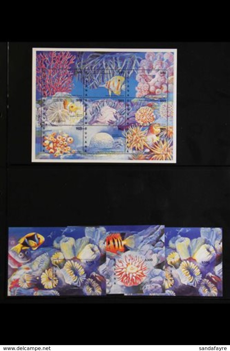 \Y FISH AND MARINE LIFE\Y GUYANA 1980's And 1990's Collection Of Never Hinged Mint Stamps, Miniature Sheets And Sheetlet - Unclassified