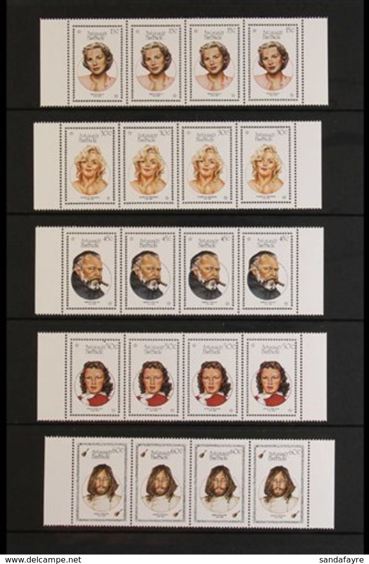 \Y 1987\Y Celebrities Set, SG 1120/27, In Se-tenant Strips Of 4 Plus Selvedge To Two Sides, Never Hinged Mint (7 Strips  - Sonstige & Ohne Zuordnung