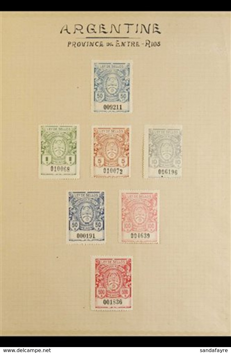 \Y REVENUE STAMPS\Y PROVINCE OF ENTRE-RIOS 1890's To 1910's Chiefly Mint Collection. With General Revenue Including 1910 - Sonstige & Ohne Zuordnung