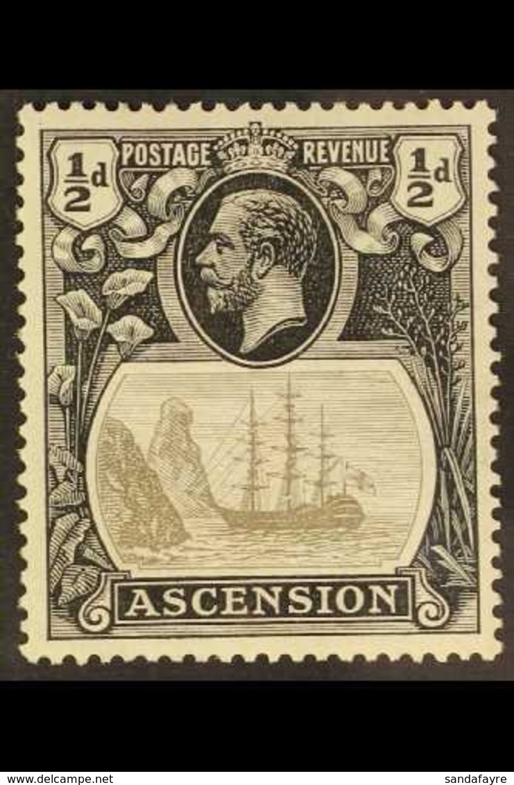 \Y 1924-33\Y ½d Grey-black And Black "Broken Mainmast" Variety, SG 10a, Very Fine Mint. For More Images, Please Visit Ht - Ascension (Ile De L')