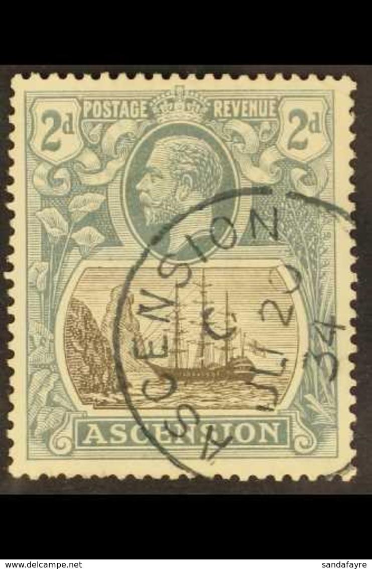 \Y 1924-33\Y 2d Grey-black And Grey "Broken Mainmast" Variety, SG 13a, Very Fine Cds Used. For More Images, Please Visit - Ascension