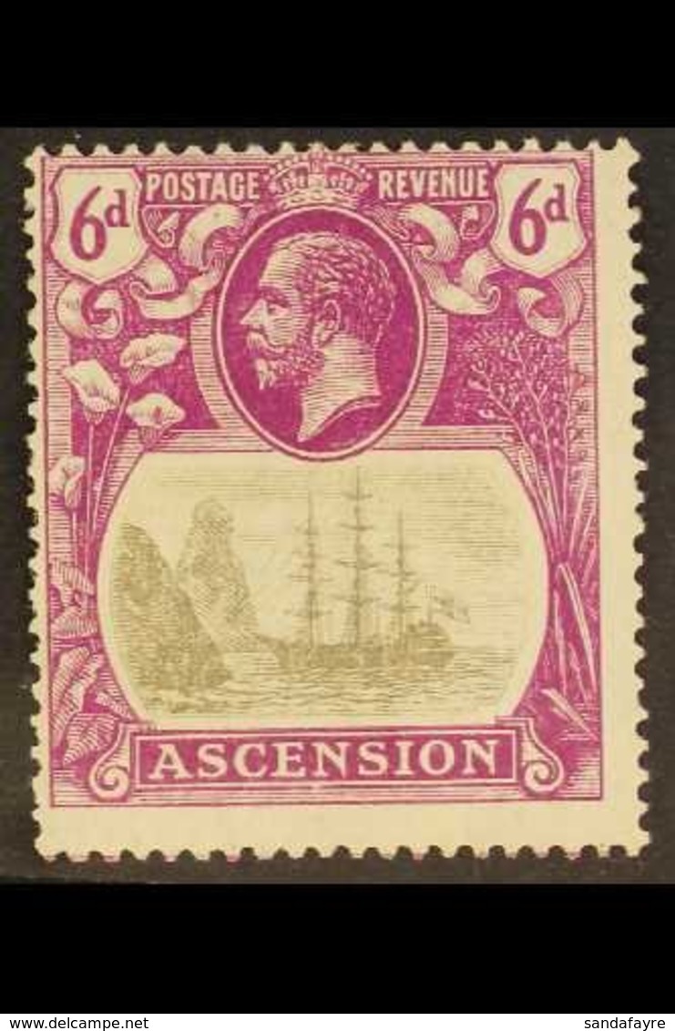 \Y 1924-33\Y 6d Grey-black And Bright Purple "Cleft Rock" Variety, SG 16c, Lightly Hinged Mint, Centred To Upper Left. F - Ascension