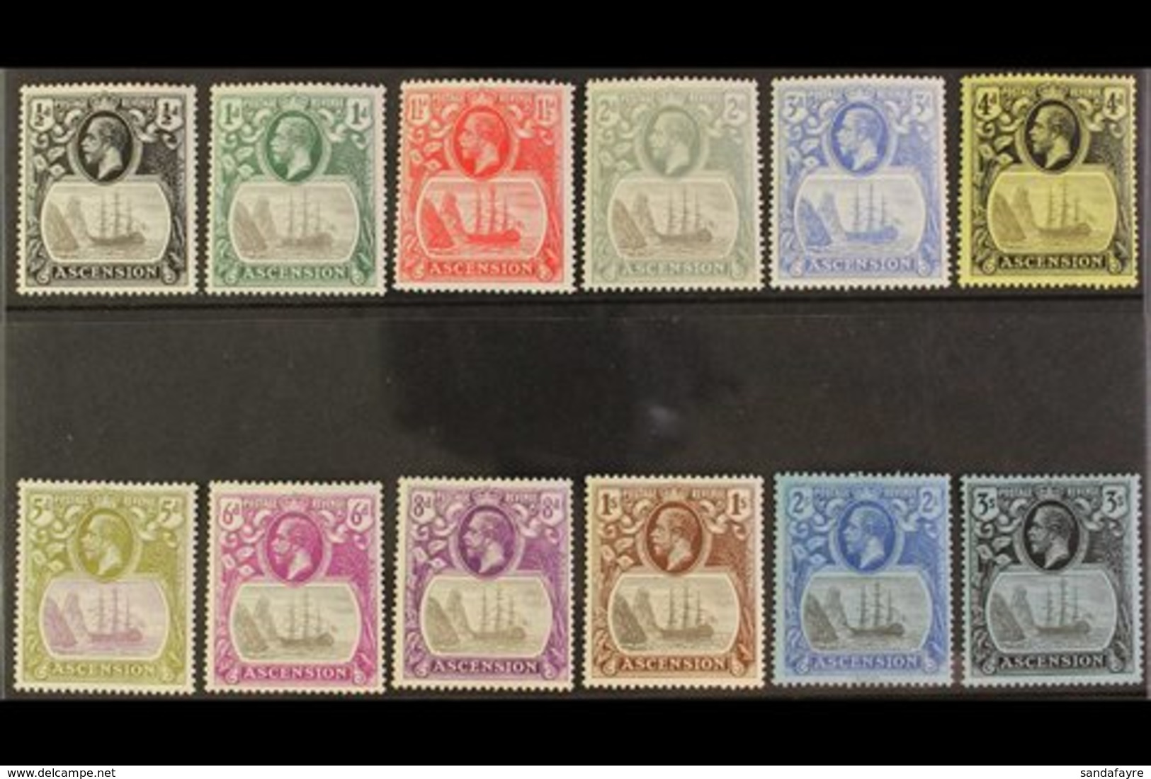 \Y 1924-33\Y KGV "Badge" Definitives Complete Set, SG 10/20, Very Fine Lightly Hinged Mint. Fresh And Attractive. (12 St - Ascension (Ile De L')