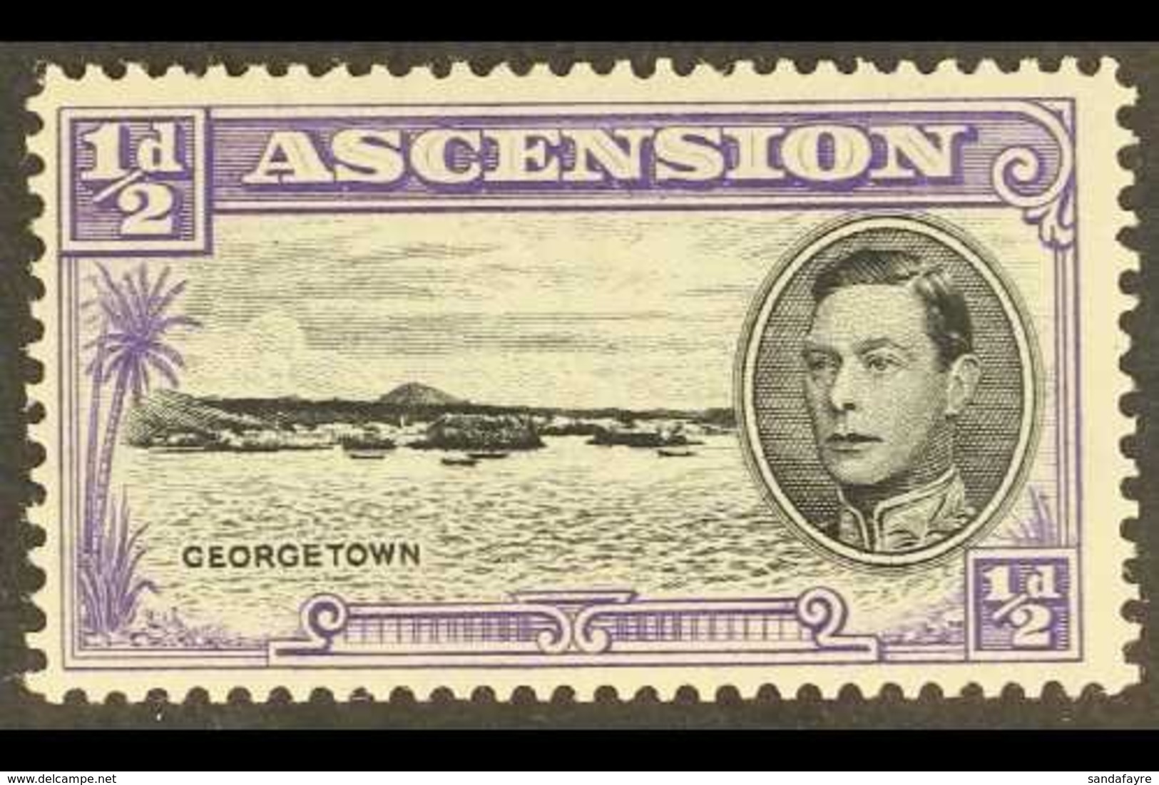 \Y 1938-53\Y ½d Grey & Bluish Violet Perf 13 With LONG CENTRE BAR TO "E" Variety, SG 38ba, Never Hinged Mint, Fresh. For - Ascension