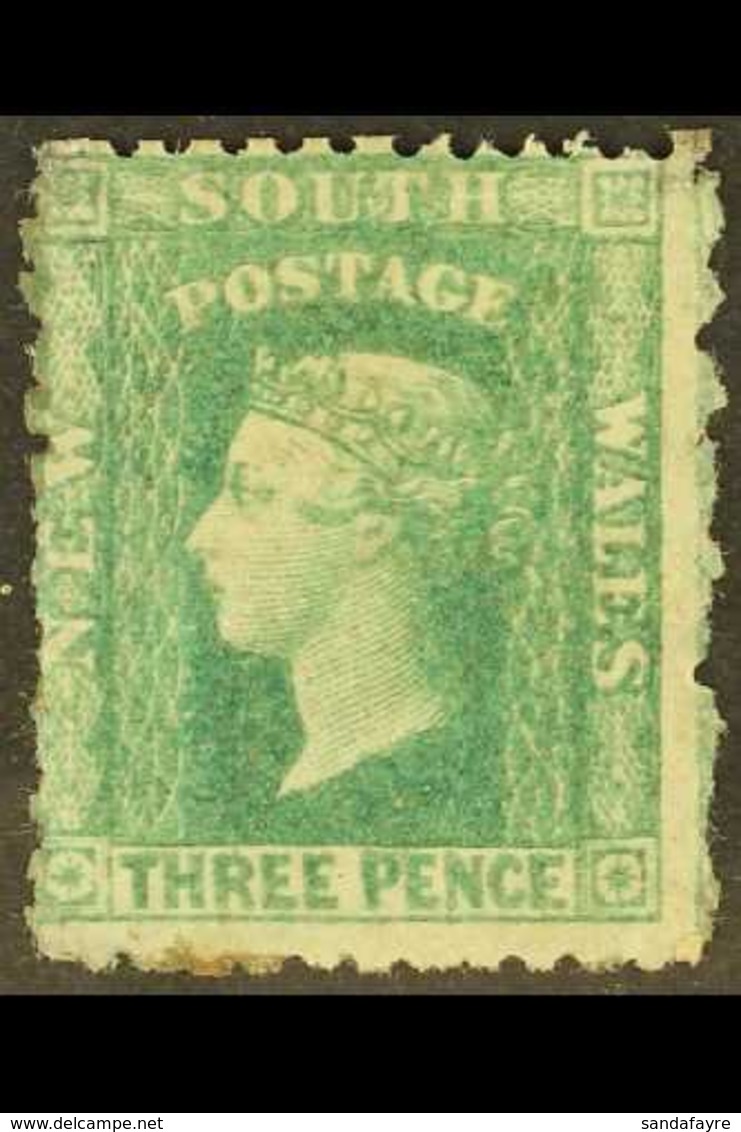 \Y NEW SOUTH WALES\Y 1860-72 3d Blue- Green Perf 12, SG 140, Mint, Some Missing Gum At Corners But Fresh And Attractive, - Autres & Non Classés