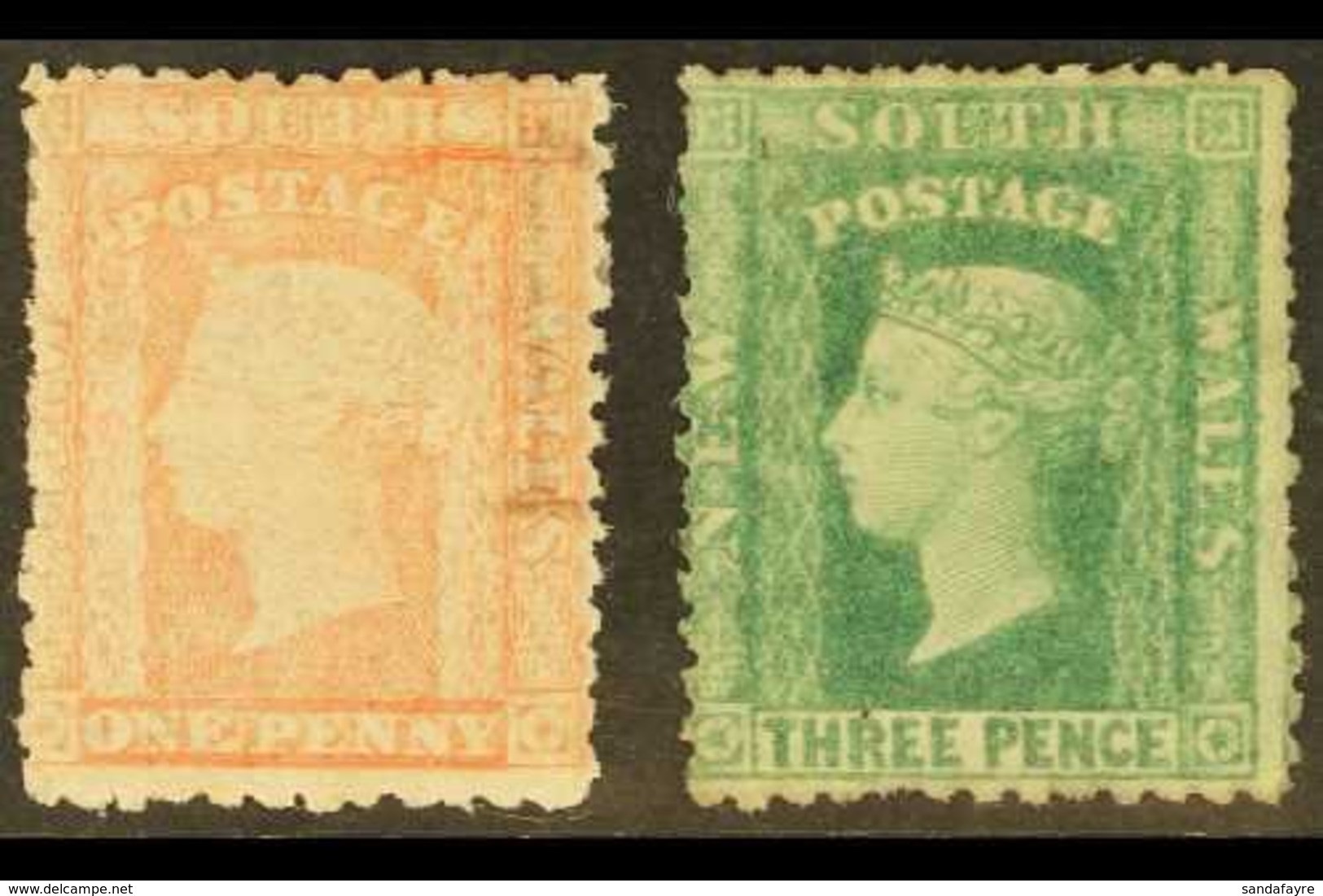 \Y NEW SOUTH WALES\Y 1860-72 Perf 13 1d Dull Red & 3d Blue- Green, SG 155/56, Mint, Quite Fresh & Attractive, Cat £280 F - Autres & Non Classés