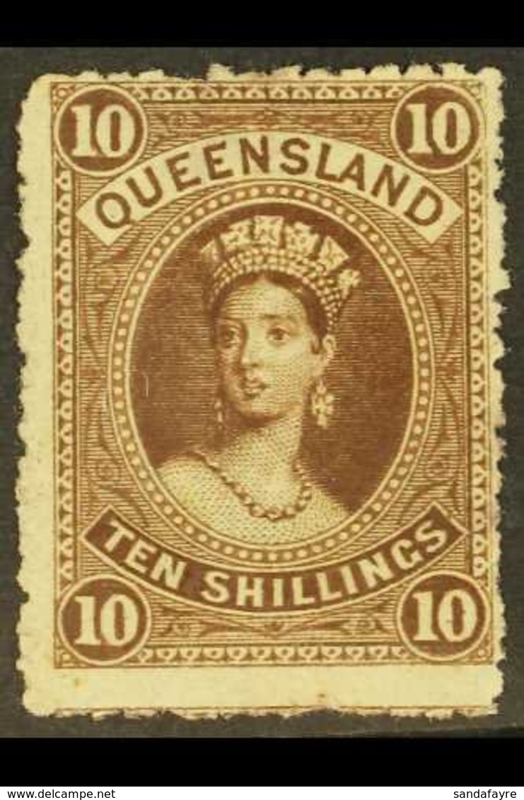 \Y QUEENSLAND\Y 1882-95 10s Brown, SG 155, Unused, Trace Of Gum. For More Images, Please Visit Http://www.sandafayre.com - Autres & Non Classés