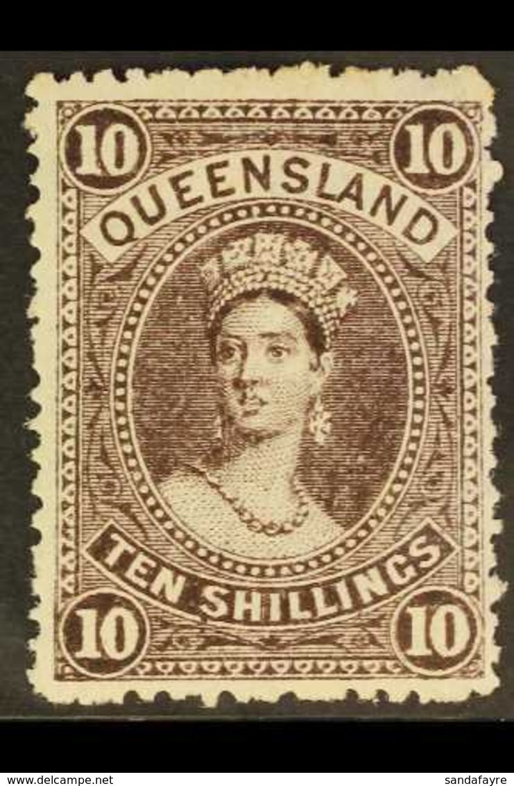 \Y QUEENSLAND\Y 1907-11 10s. Blackish Brown Chalon, SG 311, Mint With Large Part Gum, Light Bend And Couple Of Shorter P - Sonstige & Ohne Zuordnung