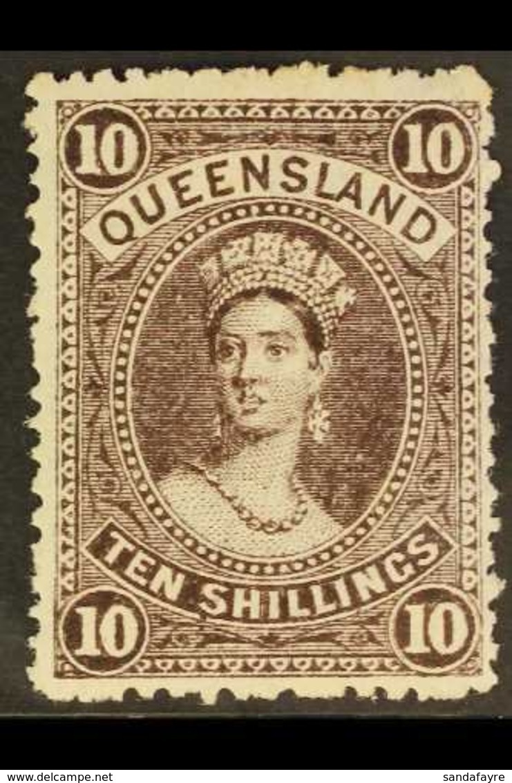 \Y QUEENSLAND\Y 1907-11 10s. Blackish Brown Chalon, SG 311, Mint With Large Part Gum, Light Bend And Couple Of Shorter P - Autres & Non Classés