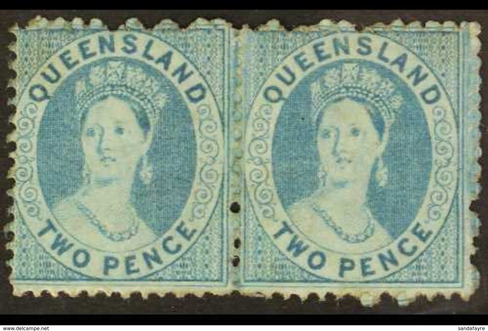 \Y QUEENSLAND\Y 1868-74 2d Pale Blue, Wmk Small Truncated Star, SG 60, Fine Mint PAIR. For More Images, Please Visit Htt - Other & Unclassified