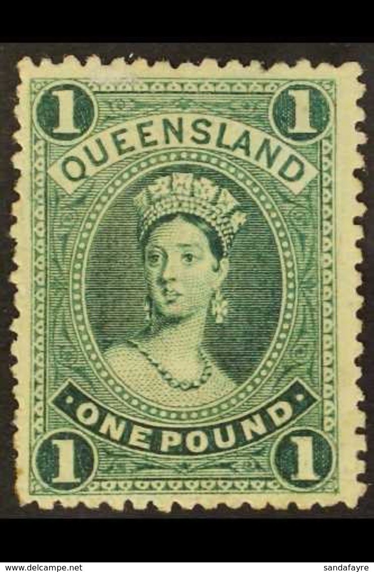 \Y QUEENSLAND\Y 1882-95 £1 Green On Thick Paper Showing The RE-ENTRY, SG 161a, Unused No Gum, Shortish Perfs At Left. Fr - Sonstige & Ohne Zuordnung