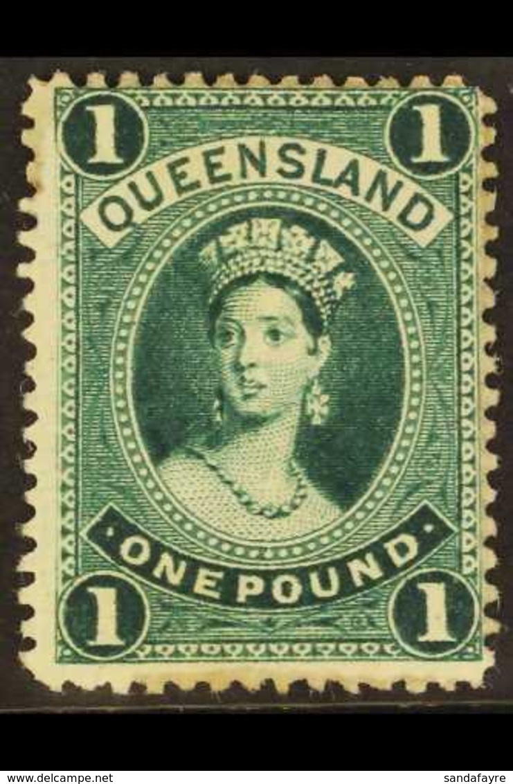 \Y QUEENSLAND\Y 1886 £1 Deep Green Chalon On Thick Paper, SG 161, Mint With Large Part Gum, Light Toning. For More Image - Sonstige & Ohne Zuordnung