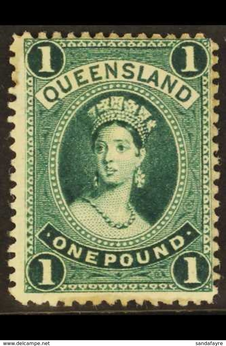 \Y QUEENSLAND\Y 1886 £1 Deep Green Chalon On Thick Paper, SG 161, Mint With Large Part Gum, Light Toning. For More Image - Autres & Non Classés