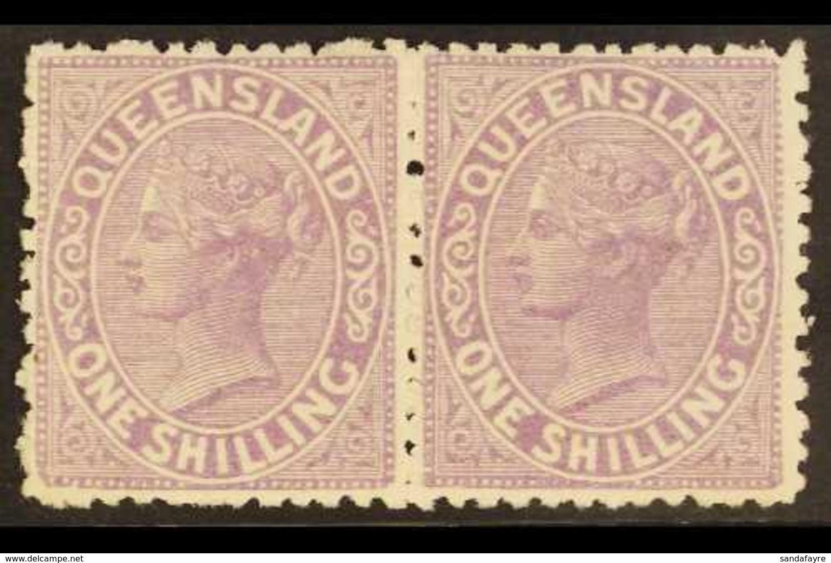 \Y QUEENSLAND\Y 1895 1s Mauve On Thick Paper, SG 205, Horizontal Pair, Fine Mint. For More Images, Please Visit Http://w - Other & Unclassified