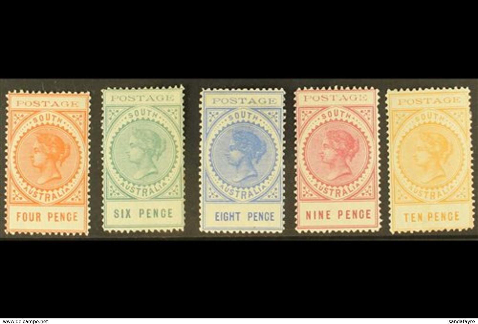 \Y SOUTH AUSTRALIA\Y 1902-04 Tall Types With Thin "POSTAGE" At Top, Lovely Fresh Group With 4d, SG 269, 6d, SG 270, 8d,  - Other & Unclassified